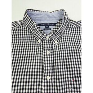 Tommy Hilfiger Classic Fit 2XL Mens Black White Check Pocket Logo Button Down